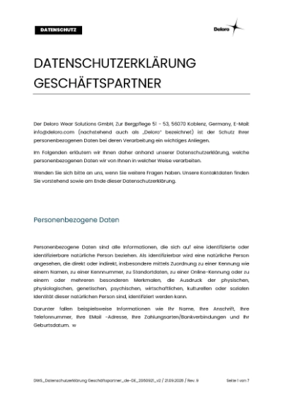 Datenschutzerklärung Geschäftspartner
