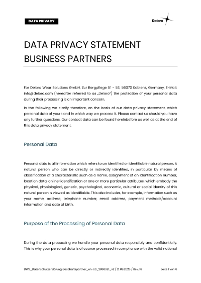 Data Privacy Statement Business Partners